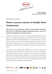 Henkel is premium sponsor of Handball World Championship