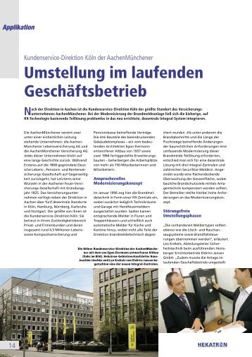 Nach der Direktion in Aachen ist die Kundenservice ... - Hekatron