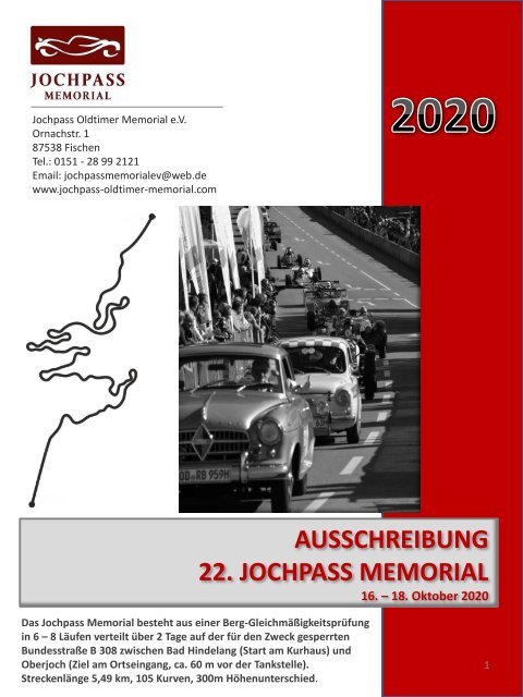 Ausschreibung Jochpass Oldtimer Memorial 2020