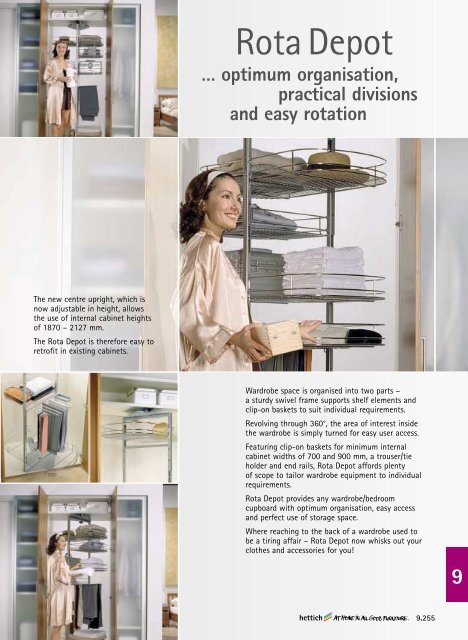 Interior fittings for bedroom furniture Rota Depot - Hettich