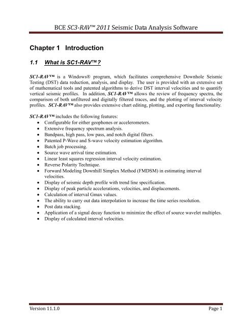 SC3-RAV™ 2011 - Baziw Consulting Engineers Ltd.