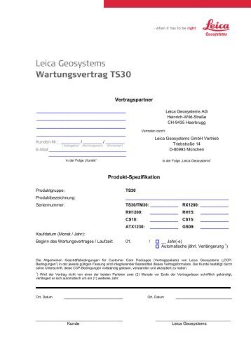 Leica Geosystems Wartungsvertrag TS30