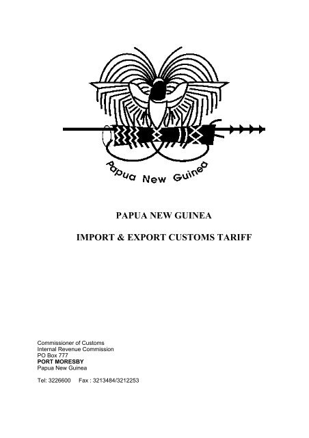 PAPUA NEW GUINEA IMPORT &amp; EXPORT CUSTOMS TARIFF