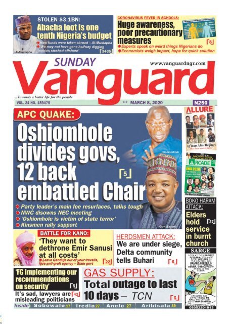 08032020 - Oshiomole divides govs, 12 back embattled Chair