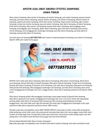 Alamat Penjual Obat Aborsi Sampang 087738575225 Jual Obat Cytotec Original