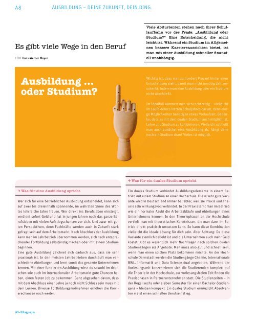 M das Magazin für Wirtschaft und Gesellschaft - Darmstadt No. 01 2020