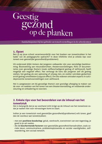 Brochure voor scholen: Geestig gezond op de planken