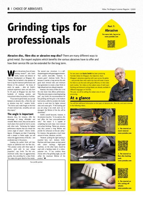 Yellow. The Klingspor customer magazine - Edition 1|2020