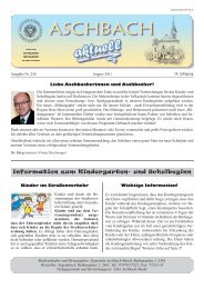 Information zum Kindergarten- und Schulbeginn - Aschbach-Markt