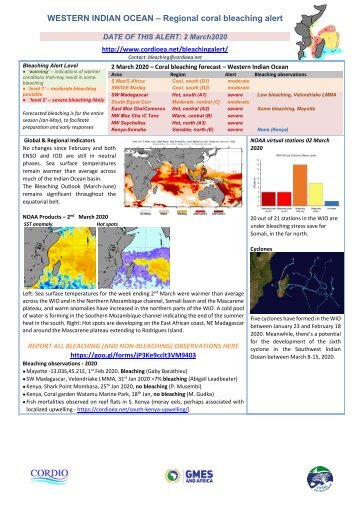 WIO bleaching alert-20-03-02