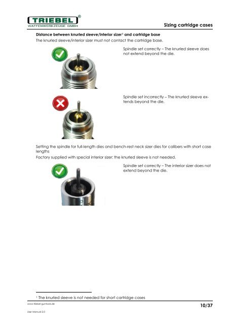 User Manual Triebel Reloading Dies