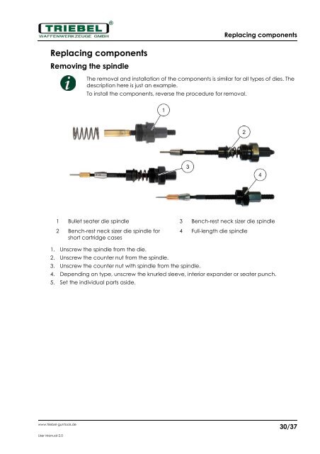 User Manual Triebel Reloading Dies