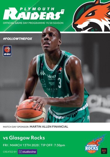 Plymouth Raiders vs Glasgow Rocks - Match Programme - 11-03-2020