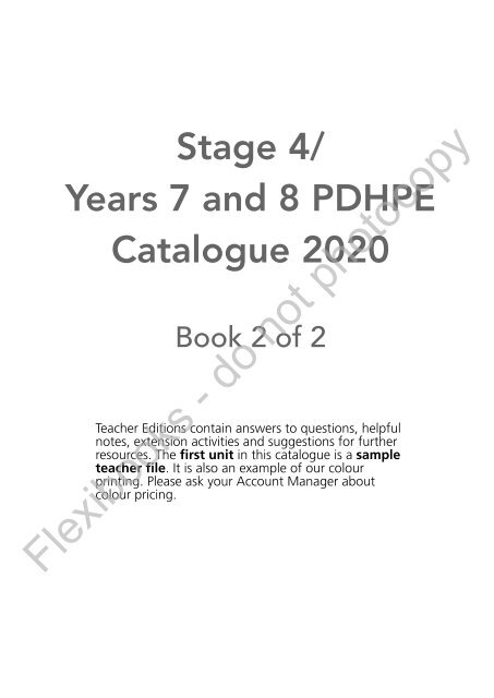 Stage 4 / Years 7 and 8 PDHPE Catalogue 2020 (Book 2 of 2)