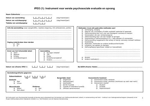 IPEO Instrument voor Psychosociale Opvang en evaluatie