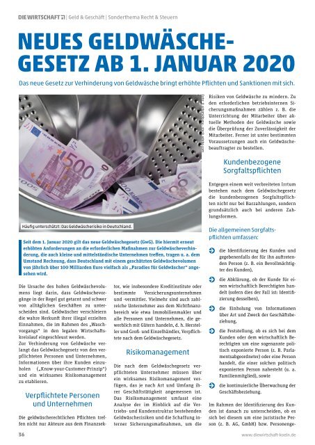 Die Wirtschaft Köln Ausgabe 01 / 2020