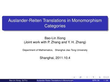 Auslander-Reiten Translations in Monomorphism Categories