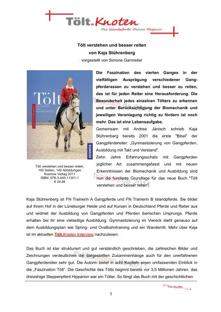 1 Tölt verstehen und besser reiten von Kaja Stührenberg - Tölt.Knoten