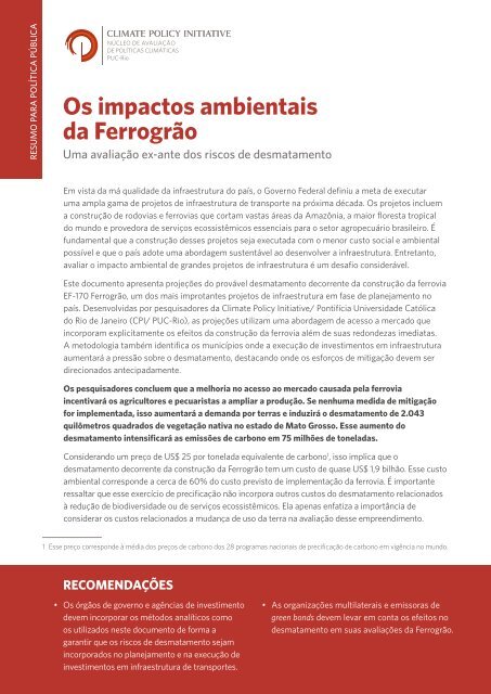 Os impactos ambientais da Ferrogrão