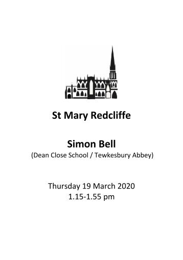 Lunchtime at Redcliffe - Free Organ Recital featuring Simon Bell