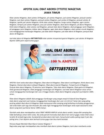 Alamat Penjual Obat Aborsi Magetan 087738575225 Jual Obat Cytotec Original