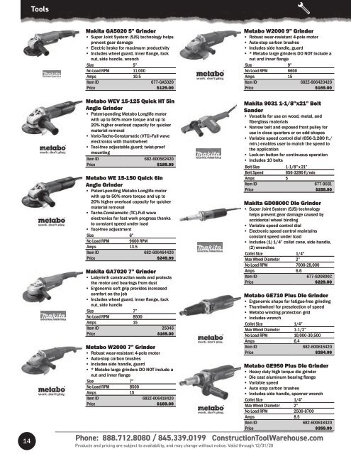 2020 Construction Tool Warehouse Catalog