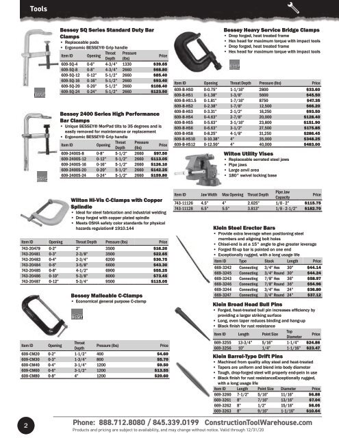 2020 Construction Tool Warehouse Catalog