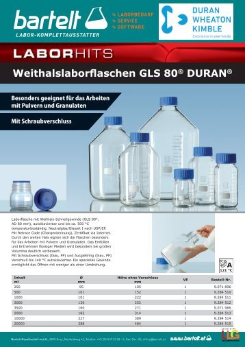 Duran Weithalslaborflaschen bei Bartelt