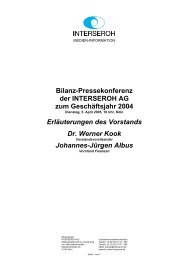 Bilanz-Pressekonferenz der INTERSEROH AG zum Geschäftsjahr ...