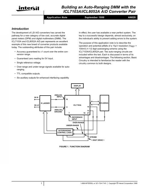 Building an Auto-Ranging DMM with the ICL7103A/ICL8052A A/D