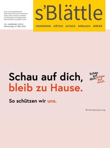 s'Blättle Nr. 12 - Do, 19. März 2020