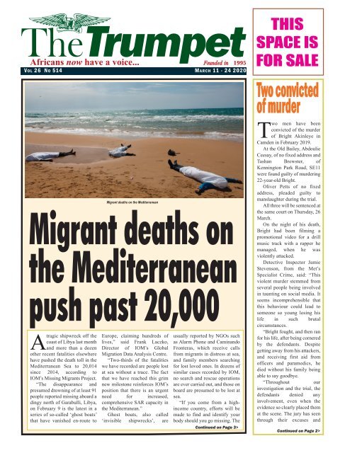 The Trumpet Newspaper Issue 514 (March 11 - 24 2020)