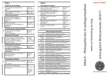 Zur Veranstaltungsübersicht - Universität Heidelberg