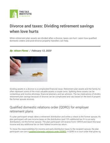 Handbook-Divorce and taxes
