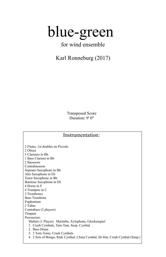 Blue-Green (Score Only) | Murphy Music Press, LLC