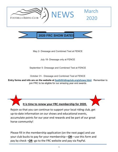 March 2020 FRC Member Newsletter