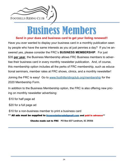 March 2020 FRC Member Newsletter