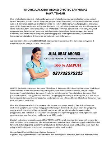 Klinik Jual Obat Aborsi Cytotec Banyumas 087738575225 Jual Obat Penggugur Janin 