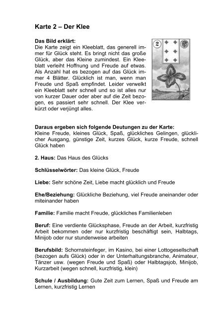 Kartenlegen ausführlich erklärt - Die Lenormandkarten und kleinen Legungen Band 1 (Leseprobe)