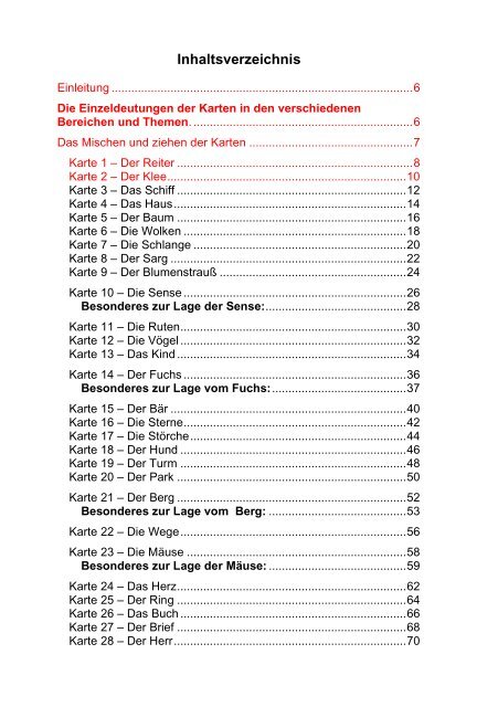 Kartenlegen ausführlich erklärt - Die Lenormandkarten und kleinen Legungen Band 1 (Leseprobe)