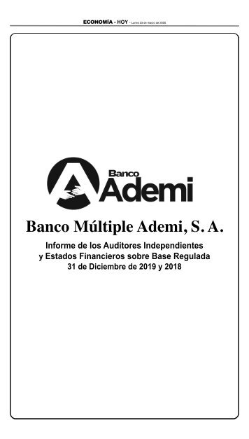 Banco Ademi, lunes 23 de marzo, 2020