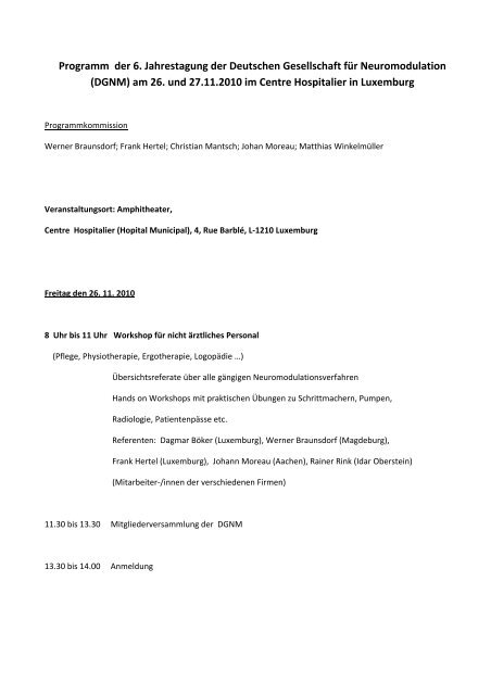 Programm der 6. Jahrestagung der Deutschen Gesellschaft ... - DGNM