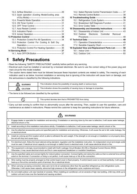 table of contents