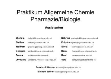 Praktikum Allgemeine Chemie Pharmazie/Biologie - ETH Zürich