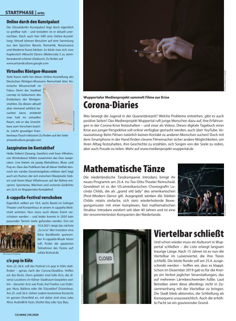 04_2020 HEINZ Magazin Wuppertal, Solingen, Remscheid