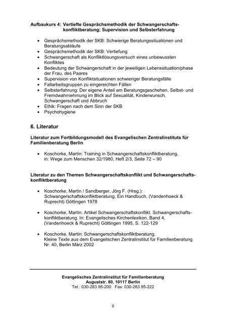 Fortbildung in Schwangerschaftskonfliktberatung - Evangelisches ...