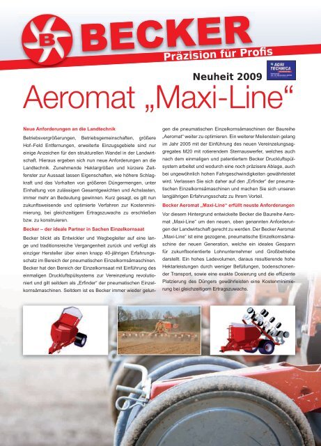 Aeromat „Maxi-Line“ - Becker Landtechnik Oberweser