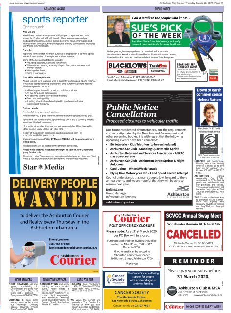 Ashburton Courier: March 26, 2020