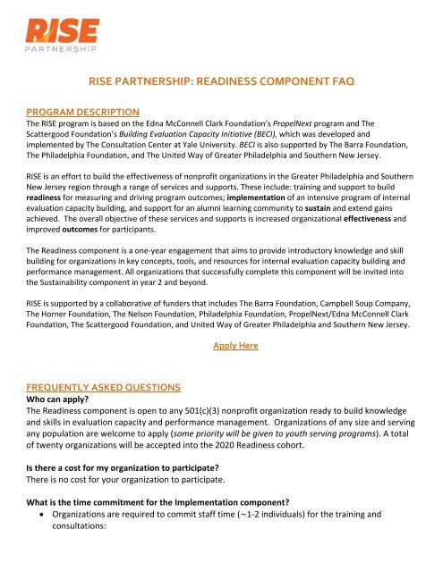 Download the RISE Partnership Readiness Frequently Asked Questions