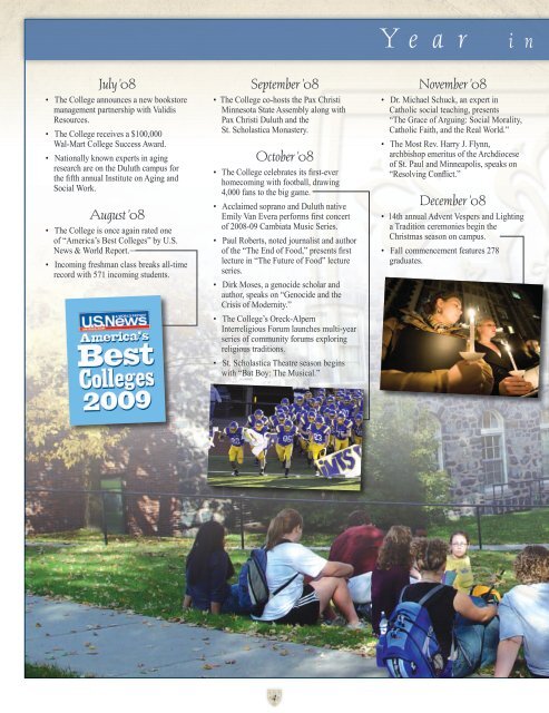 This annual giving section recognizes - The College of St. Scholastica